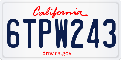 CA license plate 6TPW243