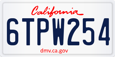 CA license plate 6TPW254