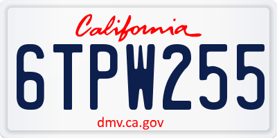 CA license plate 6TPW255