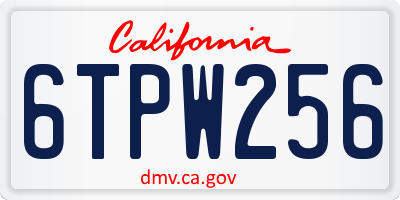 CA license plate 6TPW256