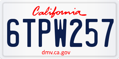 CA license plate 6TPW257