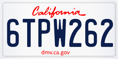 CA license plate 6TPW262