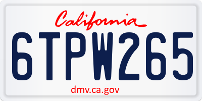 CA license plate 6TPW265