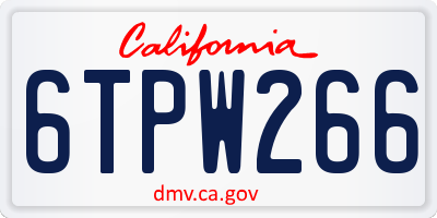 CA license plate 6TPW266