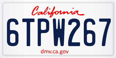 CA license plate 6TPW267