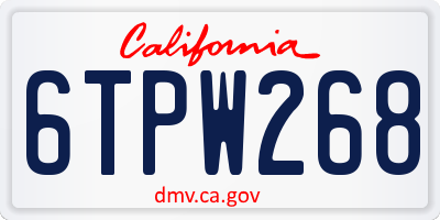 CA license plate 6TPW268