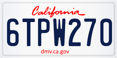 CA license plate 6TPW270