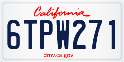 CA license plate 6TPW271