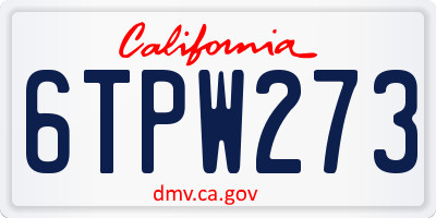 CA license plate 6TPW273