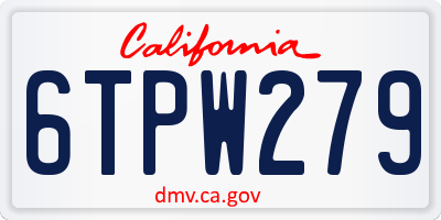 CA license plate 6TPW279