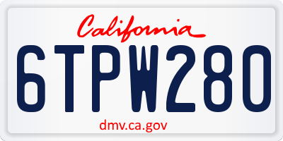 CA license plate 6TPW280