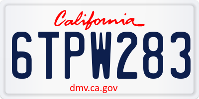 CA license plate 6TPW283