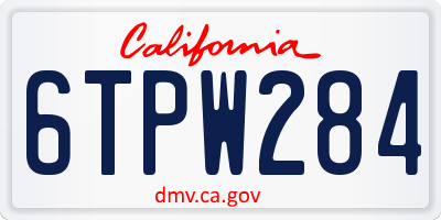 CA license plate 6TPW284