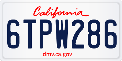 CA license plate 6TPW286