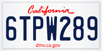 CA license plate 6TPW289