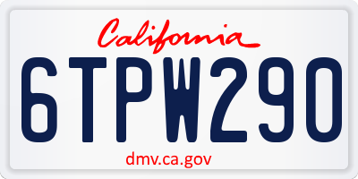 CA license plate 6TPW290