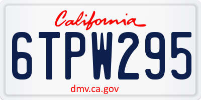 CA license plate 6TPW295