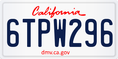 CA license plate 6TPW296