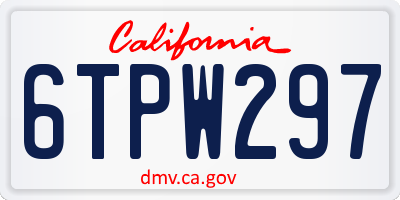 CA license plate 6TPW297