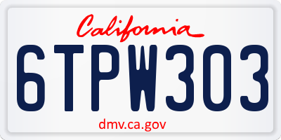 CA license plate 6TPW303