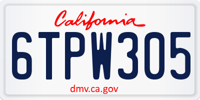 CA license plate 6TPW305