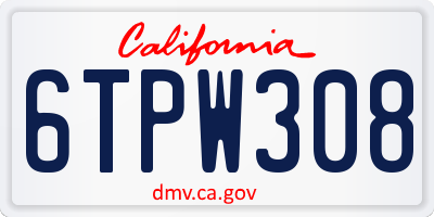CA license plate 6TPW308