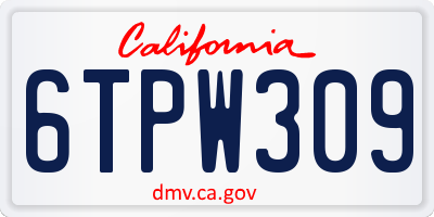 CA license plate 6TPW309