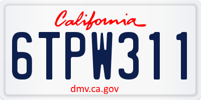CA license plate 6TPW311
