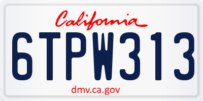 CA license plate 6TPW313