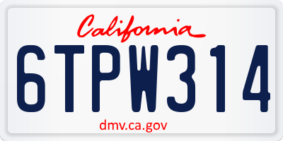 CA license plate 6TPW314