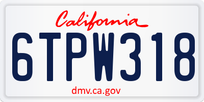 CA license plate 6TPW318