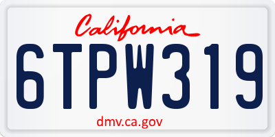 CA license plate 6TPW319