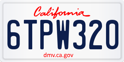 CA license plate 6TPW320