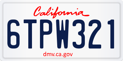 CA license plate 6TPW321