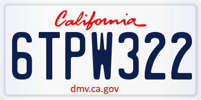 CA license plate 6TPW322