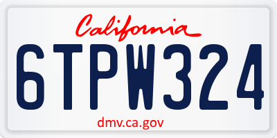 CA license plate 6TPW324