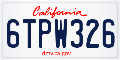 CA license plate 6TPW326