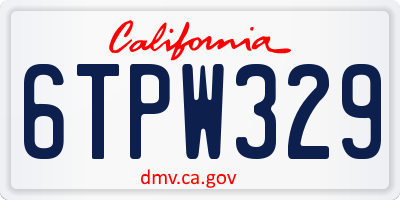 CA license plate 6TPW329