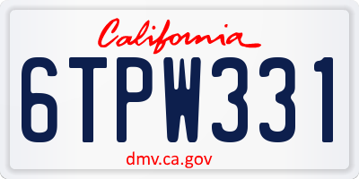 CA license plate 6TPW331