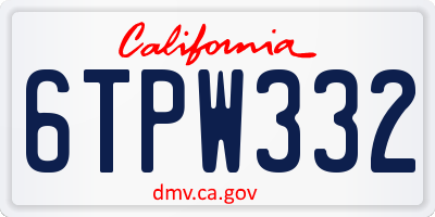 CA license plate 6TPW332