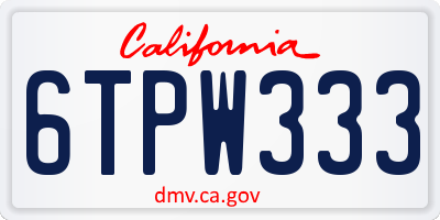 CA license plate 6TPW333