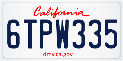 CA license plate 6TPW335