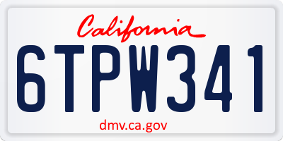 CA license plate 6TPW341