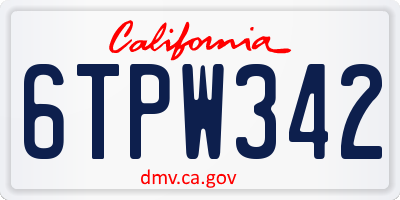 CA license plate 6TPW342