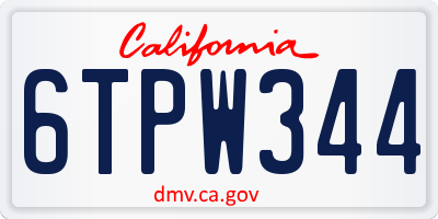 CA license plate 6TPW344
