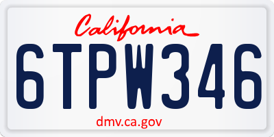 CA license plate 6TPW346