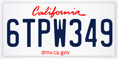 CA license plate 6TPW349