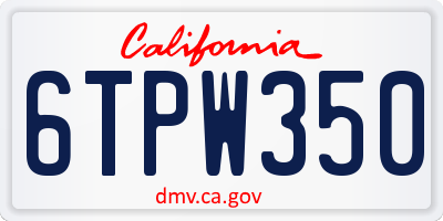 CA license plate 6TPW350