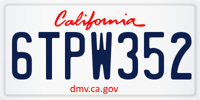CA license plate 6TPW352