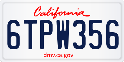 CA license plate 6TPW356